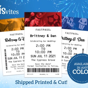 FastPass Disney Villain Save the Dates Wedding/Birthday/Shower/etc Invitation(Cut & Printed on Cardstock or Magnet)
