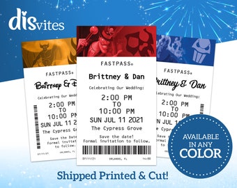 FastPass Disney Villain Save the Dates Wedding/Birthday/Shower/etc Invitation(Cut & Printed on Cardstock or Magnet)