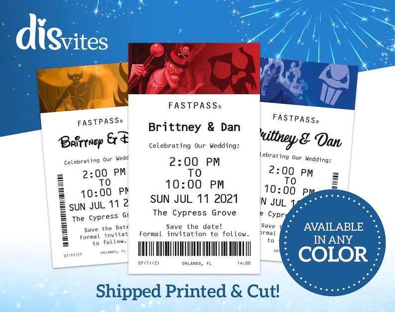 Fastpass Disney Villain Save The Dates Etsy