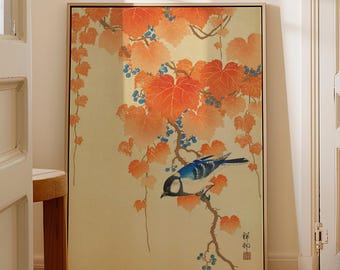 Japanese Bird Art Print | Ohara Koson Ukiyo-e Poster | Autumn Wall Art | Vintage Woodblock Print | Japandi Home Decor Gift