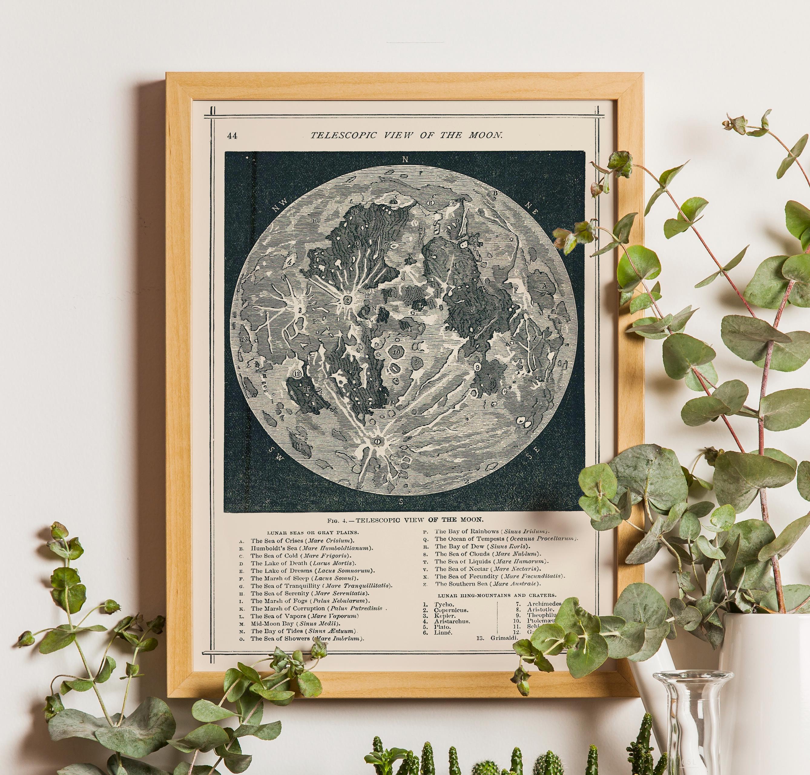 【 1980年発行 】 でっか〜い!! 月の地図 ( 1230×760mm ) Vintage Moon Map Print: Antique Lunar Celestial Astronomia - Etsy 日本