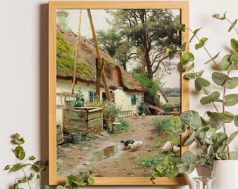 Vintage Goose Print, Farmhouse Nursery Painting, Peder Mønsted