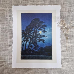 Arte lunare giapponese, stampa di Hasui Kawase, stampa d'arte murale giapponese, immagine della luna, stampa di un dipinto giapponese, arte murale giapponese d'epoca,