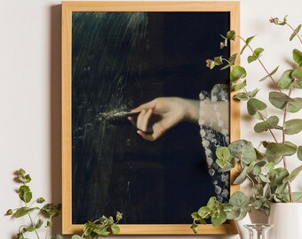 Vintage Portrait Painting Print, Dark Moody Wall Art