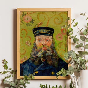 Vincent Van Gogh Post Man Print, Van Gogh Prints and Canvas, Vincent Van Gogh Portrait, Post Impression Art, The Postman, Joseph Roulin 1888