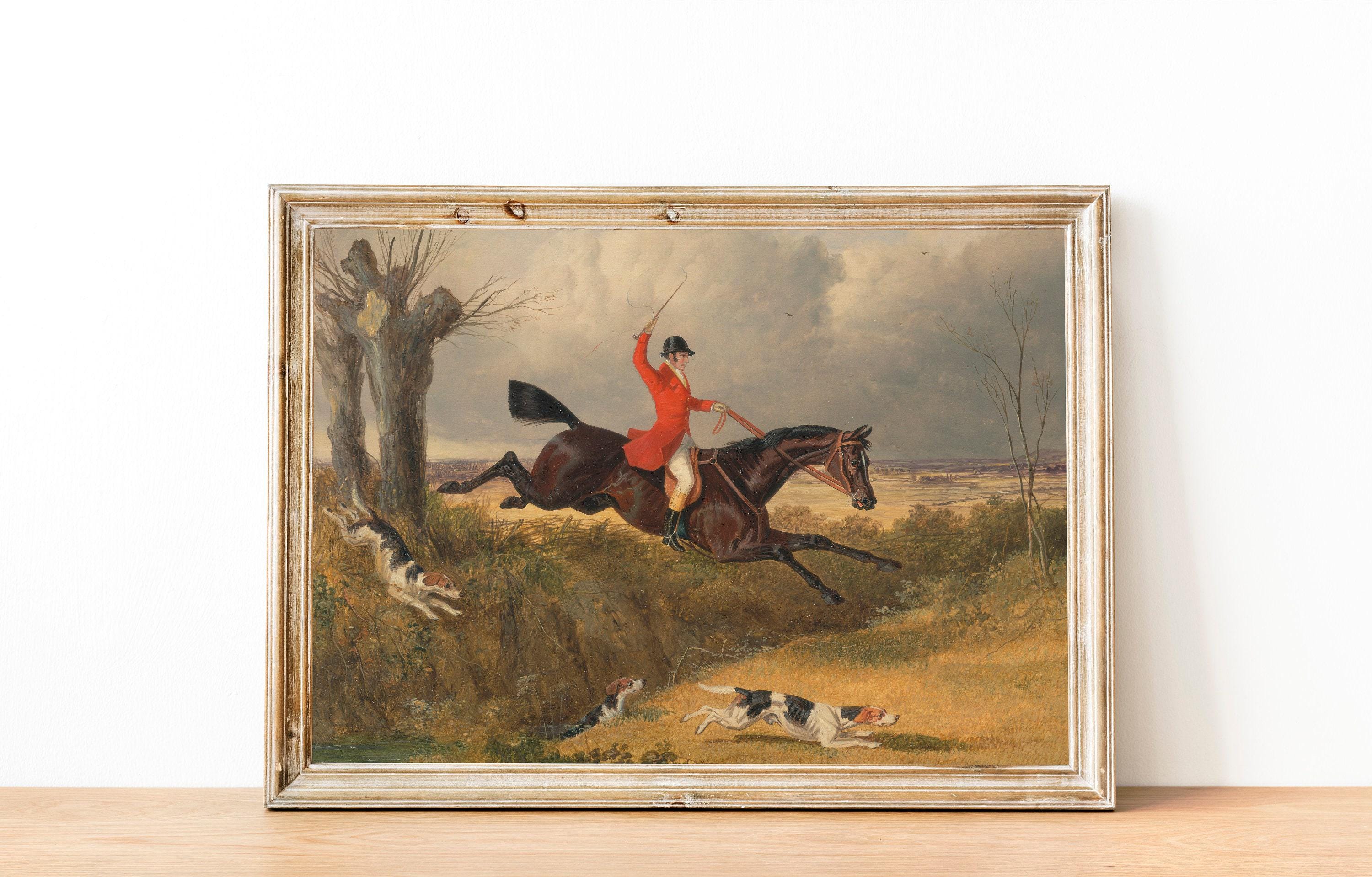Vintage Fox Hunting Art Print: Equestrian Horse & Hound