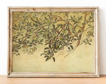Rustic Neutral Apple Tree Sketch, Vintage Farmhouse Kitchen Art Print, Farmhouse Wall Art, Farmhouse Wall Decor, Vintage Decor