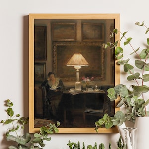 Woman Reading Print, Moody Portrait Wall Art, Victorian Woman Painting, Woman Reading Portrait, Victorian Wall Art, Dark Academia Print