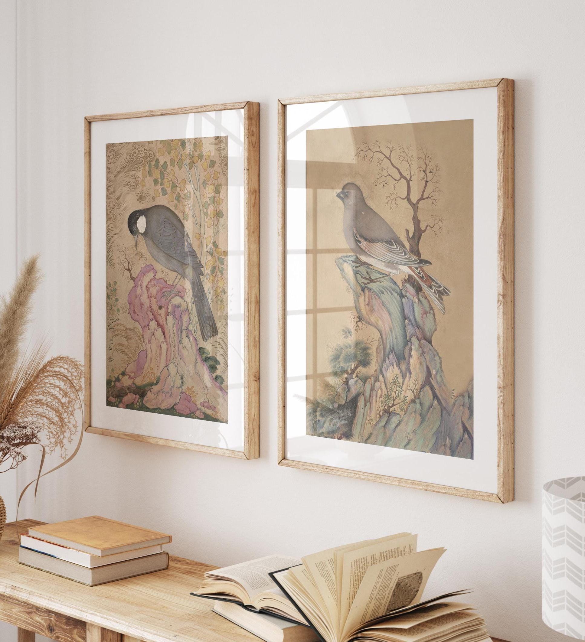 Vintage Bird Prints Set: Botanical Gallery Wall Art, Cottagecore