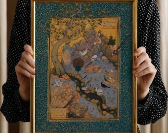 Persian Miniature Art Print: Conference of the Birds, Mantiq al-tair