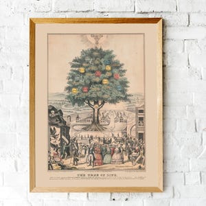 Tree of life art print, Nature wall art, Vintage tree, Antique tree painting, Life, Death, Old book page, antique book page, Tree wall art imagen 5