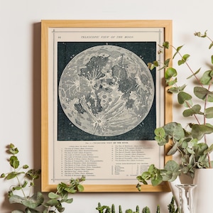 Vintage Karte des Mondes, Antike Karte des Mondes, Vintage Karte des Mondes, Antike himmlische Karte, Mond Karte, Mond Poster, Vintage Mond, Astronomia