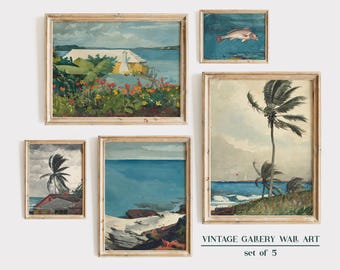 Winslow Homer Art Prints, Bermuda Beach Landscape Set of 5