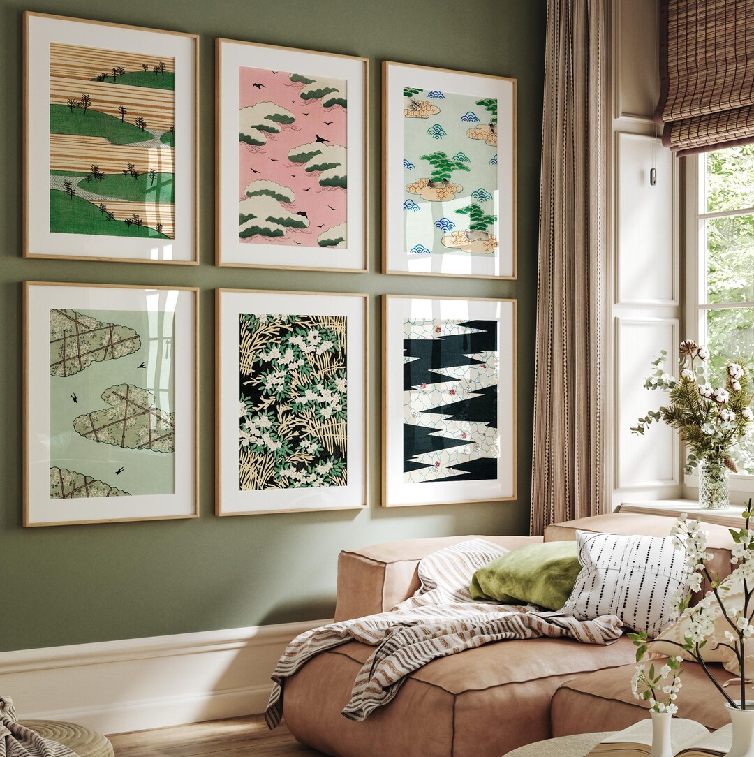 Japandi Gallery Wall Art Set of 6 Prints Vintage Prints Gallery
