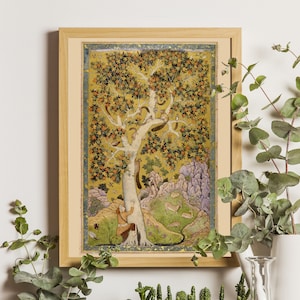 Vintage Tree Print, Abu'l Hasan and Mansur Squirrels in a Plane Tree, Vintage Tree poster, Woodland decor, Nature wall art, Enchanted forest