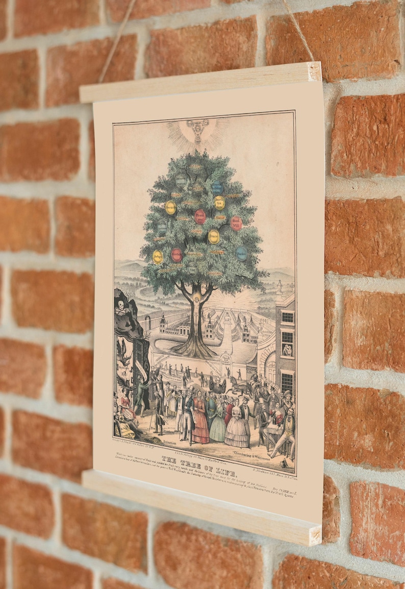 Tree of life art print, Nature wall art, Vintage tree, Antique tree painting, Life, Death, Old book page, antique book page, Tree wall art imagen 7