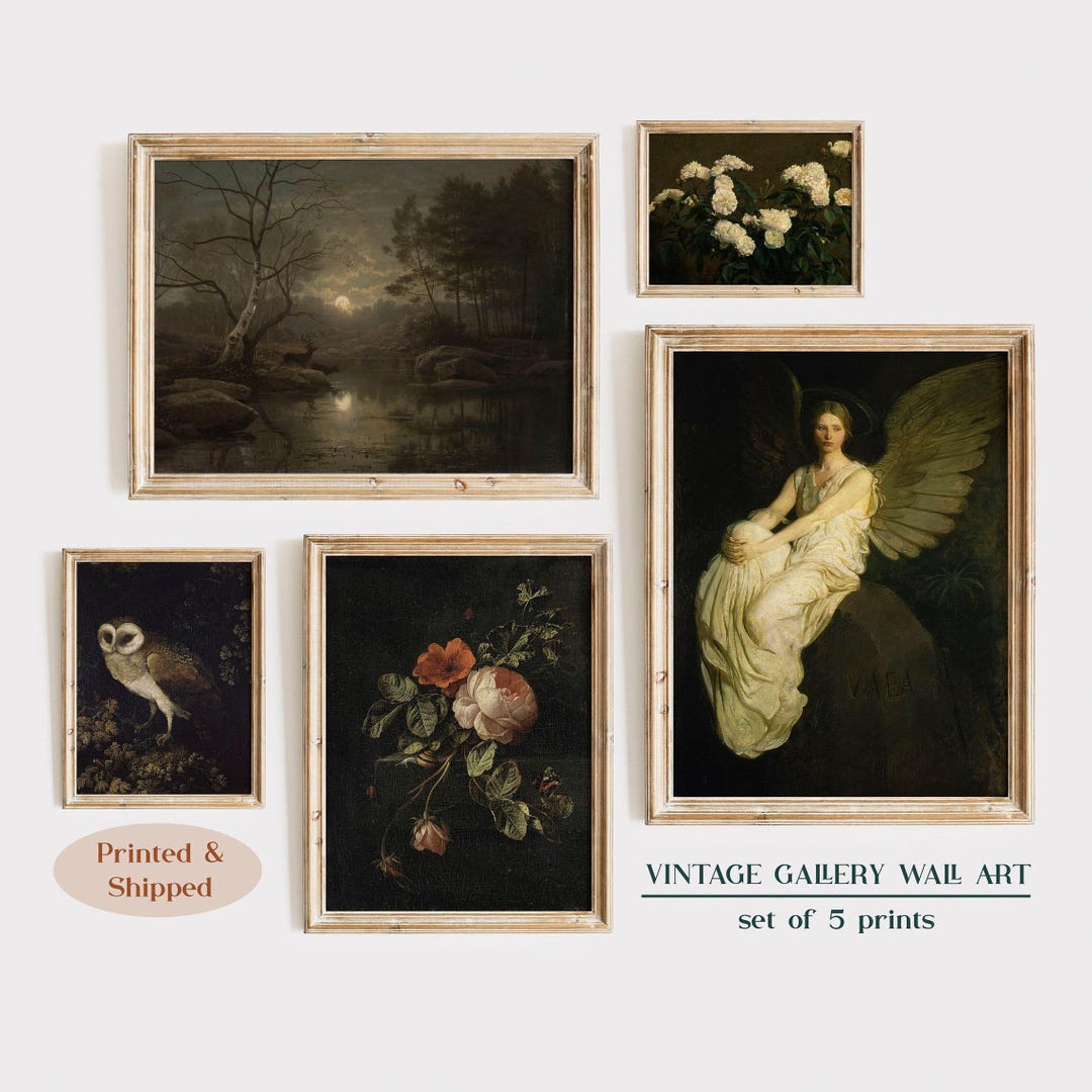 Vintage Moody Painting Print Set: Dark Academia Gallery Wall Art - Etsy