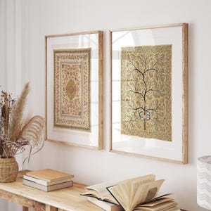 Indian Textile Art Prints: Vintage Botanical Gallery Wall Set