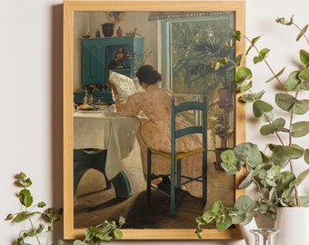 Woman at Breakfast Painting, L.A. Ring, Breakfast painting, Woman Art, Vintage Poster, Fine Art Poster, Art Reproduction, Vintage art