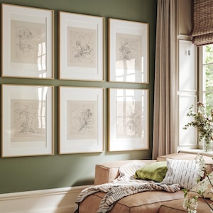 Neutral Floral Art Prints Set: Beige Gallery Wall Decor