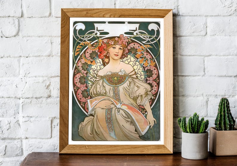 Alphonse Mucha Print, Alphonse Mucha Poster, Bohemian Print, Mucha Wall Art, Art Nouveau Poster, Retro Print, Retro Wall Art, Bohemian decor image 4