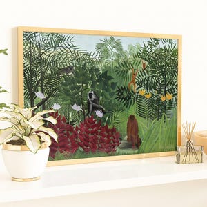 Henri Rousseau Tropical Forest Monkeys Print: Vintage Jungle Wall Art Bild 4