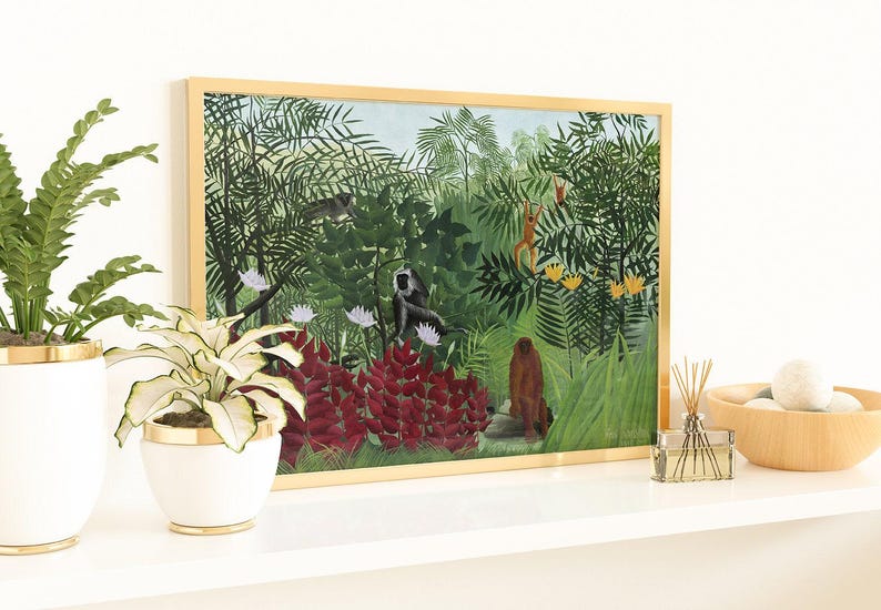 Henri Rousseau Tropical Forest Monkeys Print: Vintage Jungle Wall Art Bild 4