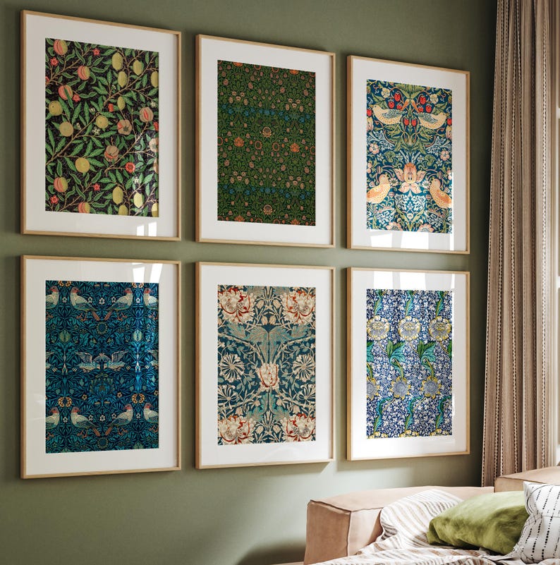 William Morris Print Set of 6 | Strawberry Thief Arts & Crafts Gallery ...