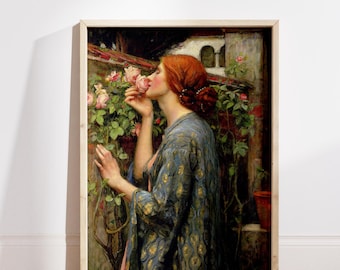 The Soul of the Rose 1908 John William Waterhouse, The Soul of the Rose Poster, Pre-Raphaelite Art Print, Woman Portrait Painting,