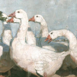 Vintage Geese Print, Farmhouse Nursery Decor, Country Painting image 6