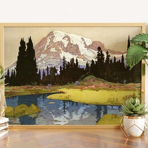 Japanese Art Print, Hiroshi Yoshida: Mt. Rainier (1925), Vintage style gift, Hiroshi Yoshida Poster, Ukiyo-e Poster, Japanese Wall Art