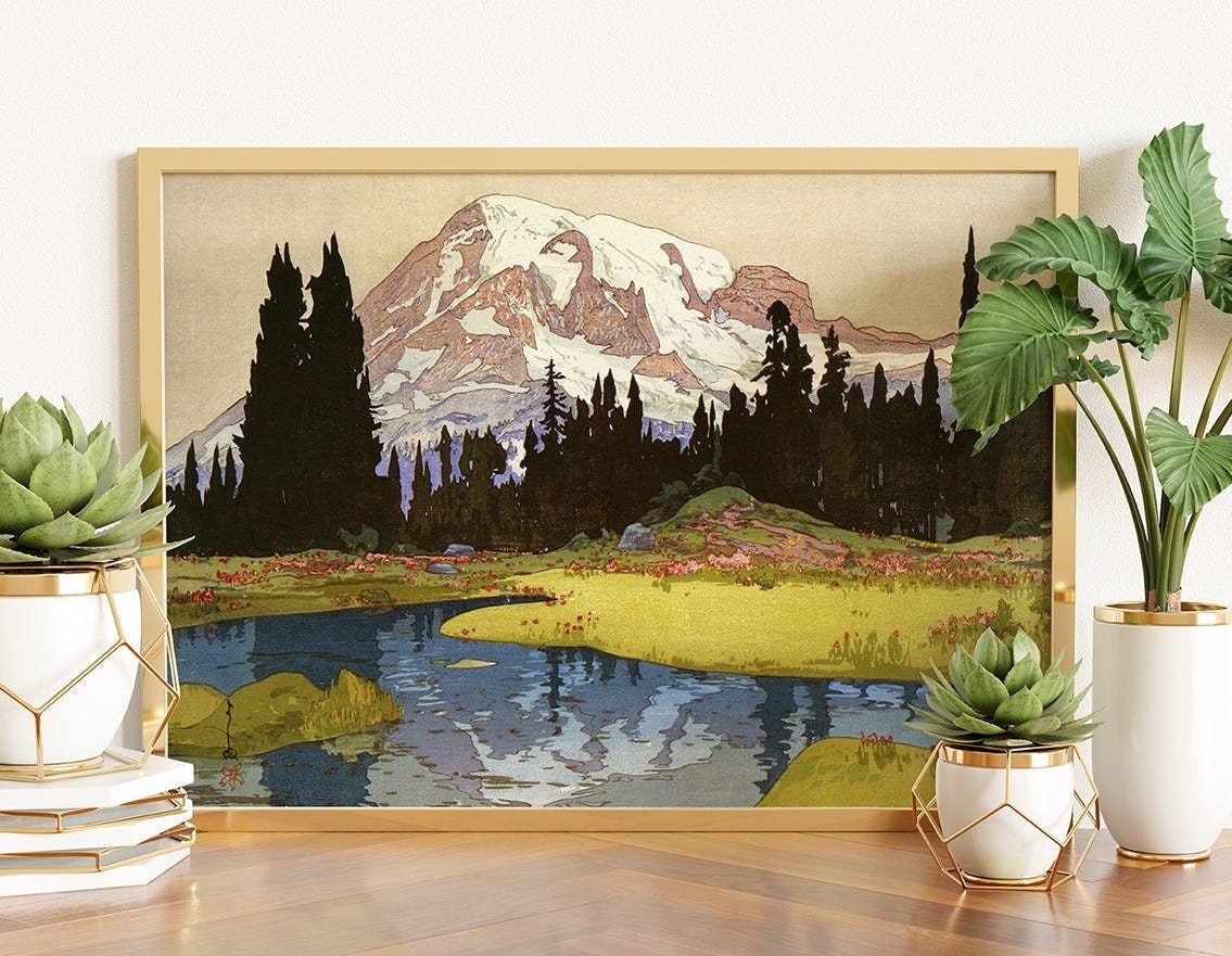 アート　PRETTY GREEN Prints 「Pocket Full」 Japanese Art Print, Hiroshi Yoshida: Mt. Rainier (1925