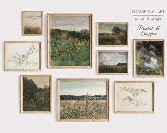 Vintage Landscape Art Prints, French Country Gallery Wall Set of 9