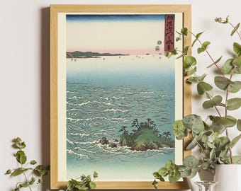 Utagawa Hiroshige Whirlpools Awa Japanese Ocean Woodblock Print Reproduction Ukiyo-e