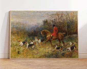 Vintage Horse Print: Equestrian Hunting Scene, Moody Farmhouse Art