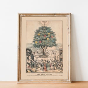 Tree of life art print, Nature wall art, Vintage tree, Antique tree painting, Life, Death, Old book page, antique book page, Tree wall art imagen 6