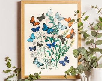 Vintage Butterfly Wall Art, Butterfly Art Prints, Butterfly Decor, Butterfly Wall Art, Rustic Butterfly Art, Farmhouse Art Prints, Butterfly