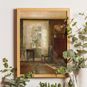 Sunshine in the living room Print, European Prints, European Painting, Vintage Painting, Sunlit, Vintage Style Prints, Antique Painting image 1
