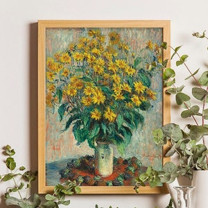 Monet Print, Monet Jerusalem Artichoke Flowers 1880 Vintage Poster, Claude Monet Print, Vintage Monet Poster, Monet Painting, Fine Art Print