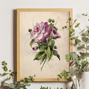 Botanical wall art, Camellia decor, Pink Camellia, Pink Camellia Poster, Pink flower poster, Botanical print, Flower illustration, Gift Idea