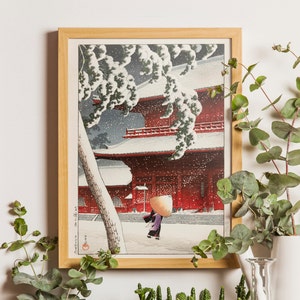 Japanese Art Print, Snow at Zojoji Temple - Kawase Hasui Print Ukiyo-e Poster Japanese Art Japan Wall Art Kawase Poster Japanese Decor