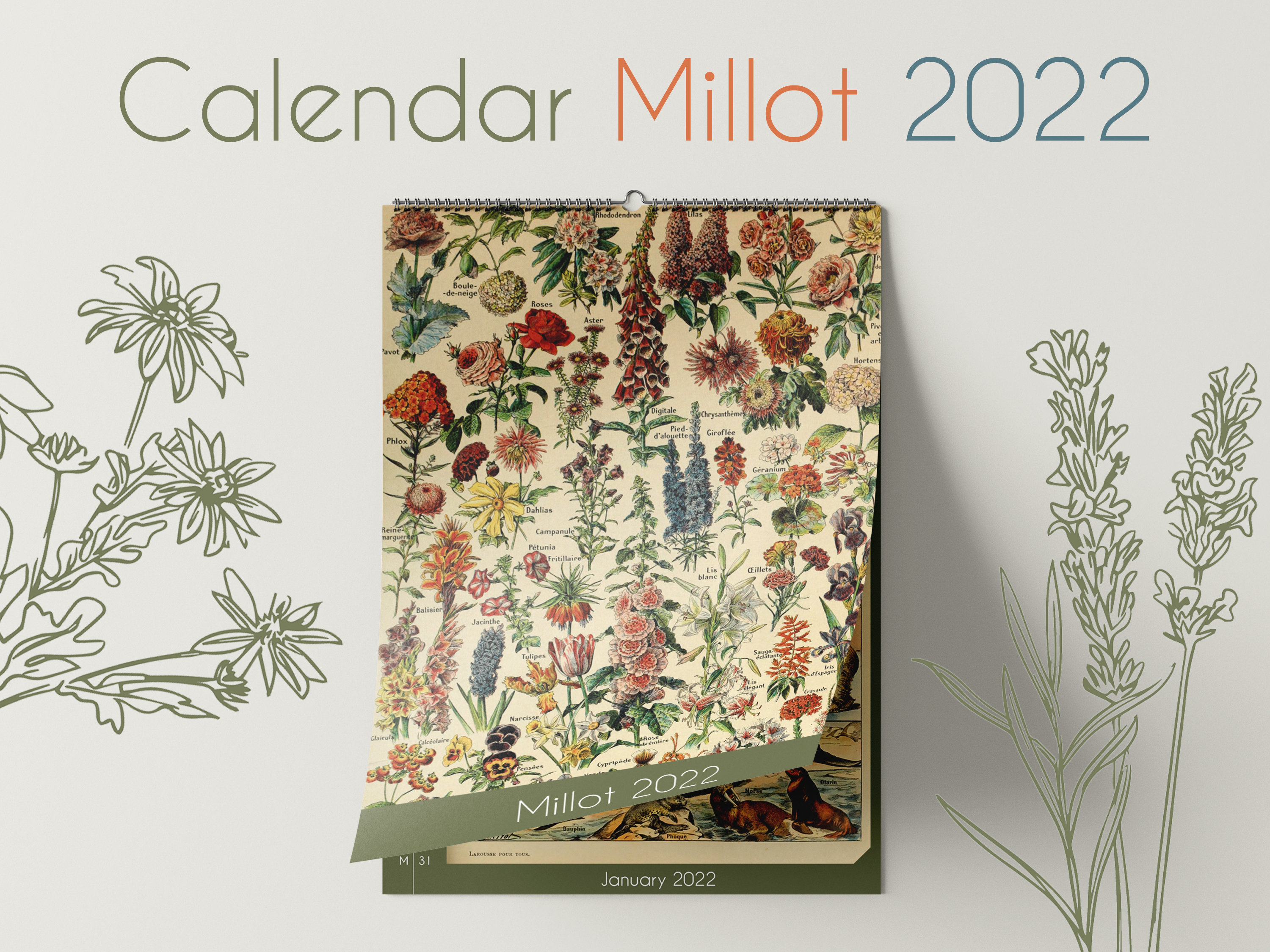 Myriad Gardens Christmas Schedule 2022 2022 Wall Calendar Millot Millot Poster Botanical Calendar | Etsy
