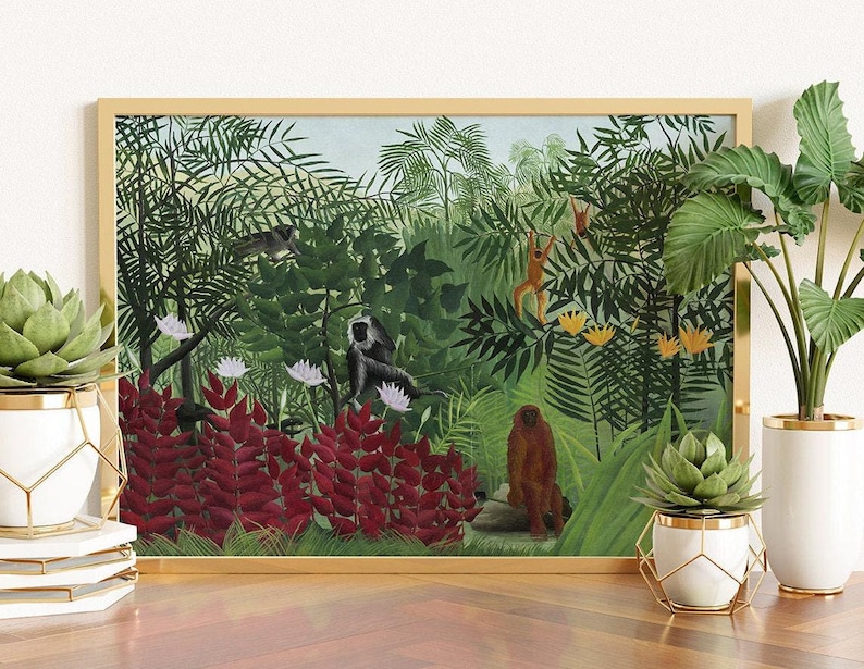 Henri Rousseau Tropical Forest Monkeys Print: Vintage Jungle Wall Art Bild 1