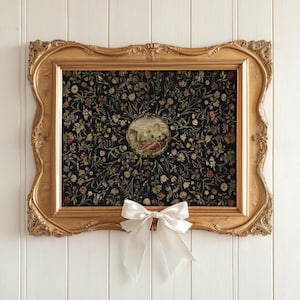 Arte de parede têxtil antiga, impressão botânica escura, impressão de academia escura, impressão floral temperamental, arte de parede floral vintage, arte de flores silvestres botânicas