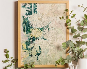 Vintage Flower Print,  Chrysanthemum Flowers Botanical Art, Vintage Art, Flower Poster, Chrysanthemum Art, Flower Art, Vintage Poster,  Gift