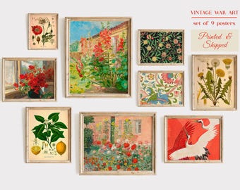 Vintage Botanical Gallery Wall Art Set, Eclectic Prints