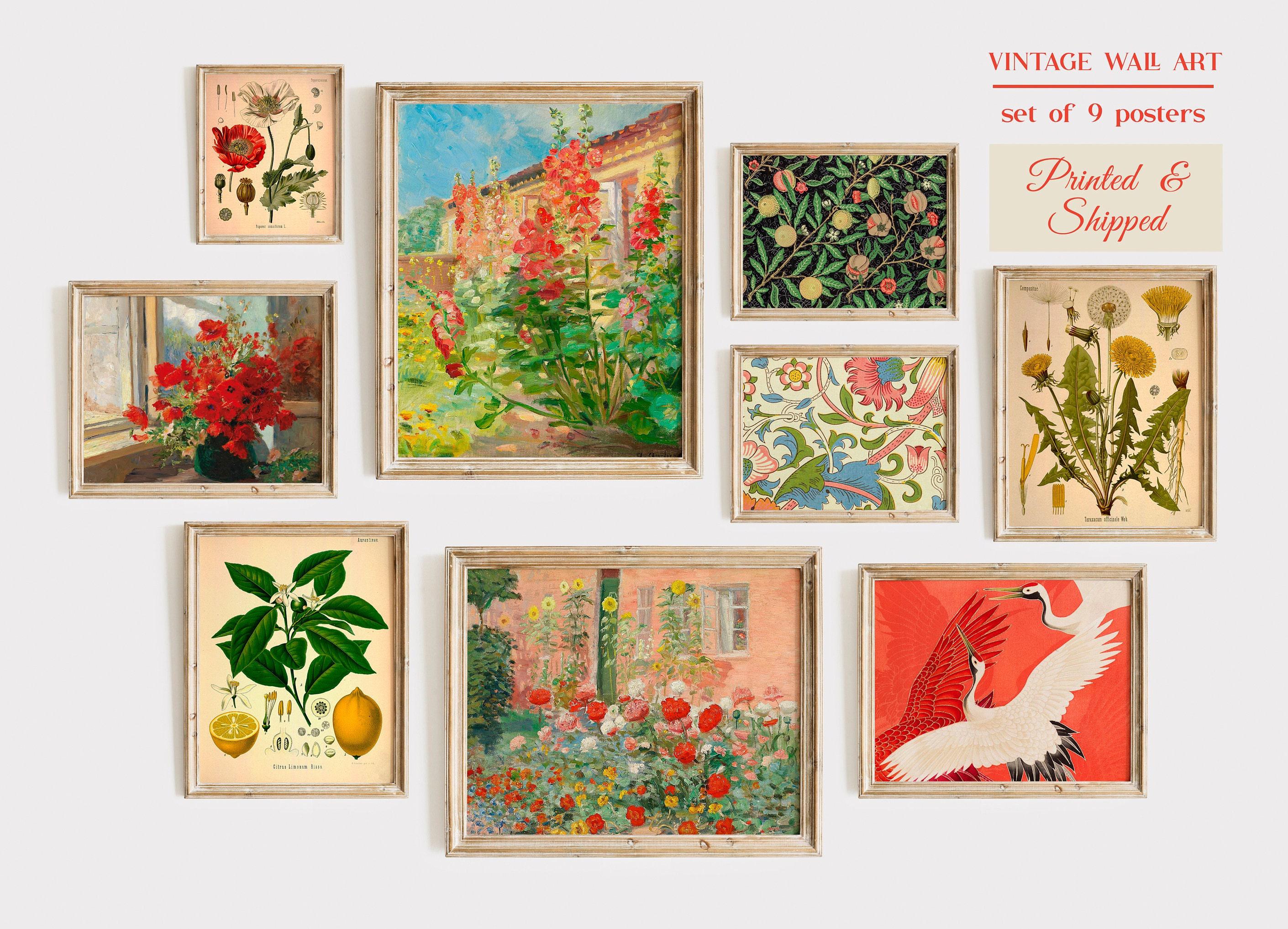 Vintage Botanical Gallery Wall Art Set, Eclectic Prints - Etsy