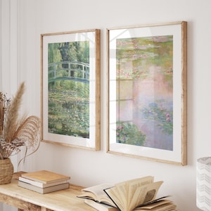 Monet Prints Wall Art Set Landscape Painting, Claude Monet Water Lilies, Monet Art Print, Flower Print, Monet Wall Art, Abstract Wall Art