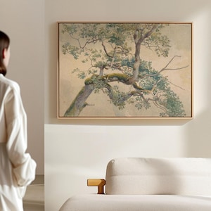 Vintage Tree Branch Print: Antique Watercolor Botanical Art