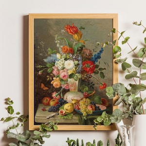 Floral Still Life Botanical Print, Floral poster, Antique Botanical, Flower Print, Rose Print, Botanical Art, Roses Still Life Painting